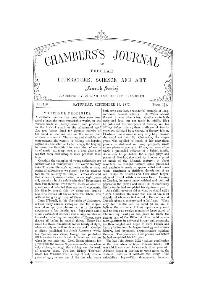 Book Chambers's Journal of Popular Literature, Science, and Art, No. 716 September 15, 1877
