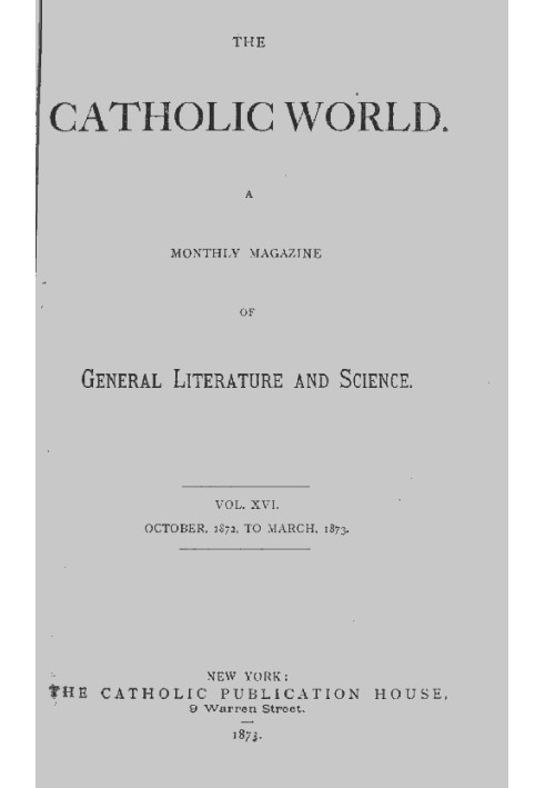 Book The Catholic World, Vol. 16, October 1872-March 1873