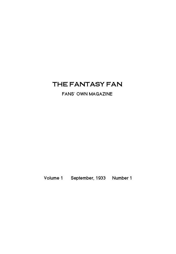 Book The Fantasy Fan, September 1933 The Fan's Own Magazine