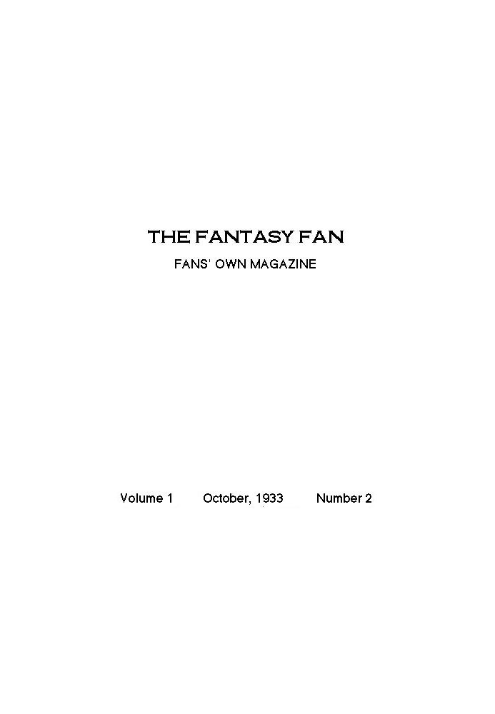 Book The Fantasy Fan, October 1933 The Fan's Own Magazine