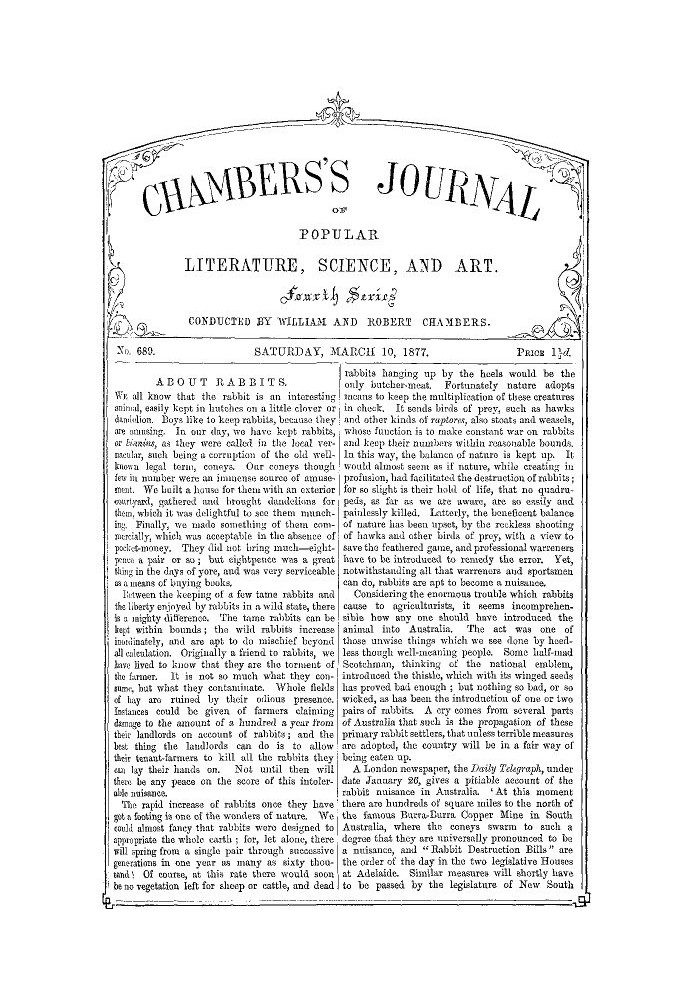 Book Chambers's Journal of Popular Literature, Science, and Art, No. 689 March 10, 1877