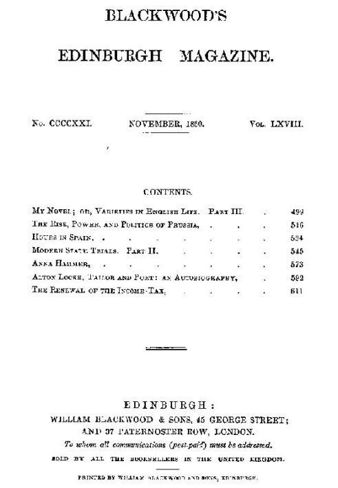Book Blackwood's Edinburgh Magazine, Volume 68, No. 421, November 1850
