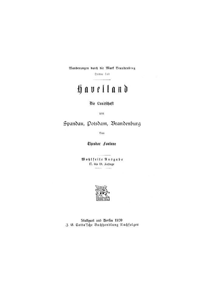 Книга Походи через Марк Бранденбург, третя частина Havelland