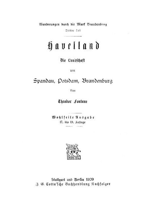 Книга Походи через Марк Бранденбург, третя частина Havelland