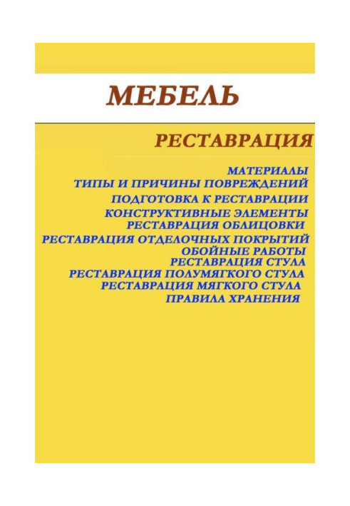 Книга Меблі. Реставрація