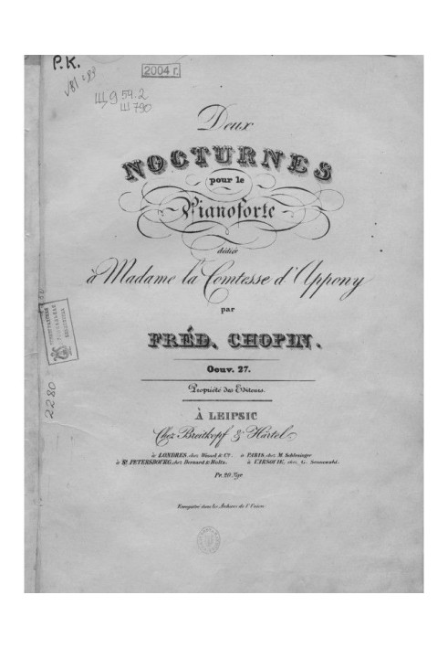 Book Two nocturnes for the pianoforte by Fred. Chopin