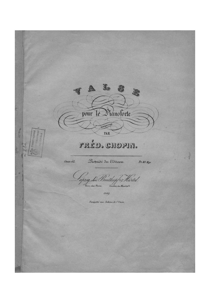 Книга Valse pour le piano comp. par Fred. Chopin