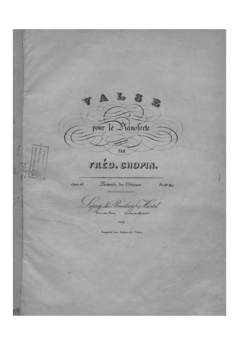 Книга Valse pour le piano comp. par Fred. Chopin