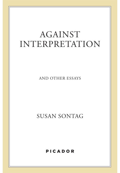 Book Against Interpretation - And Other Essays