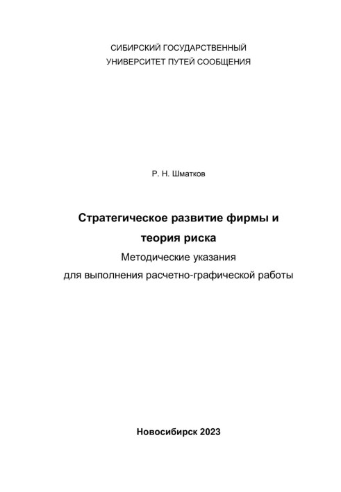 Book Strategic development of the company and risk theory. Guidelines for performing calculation and graphic work