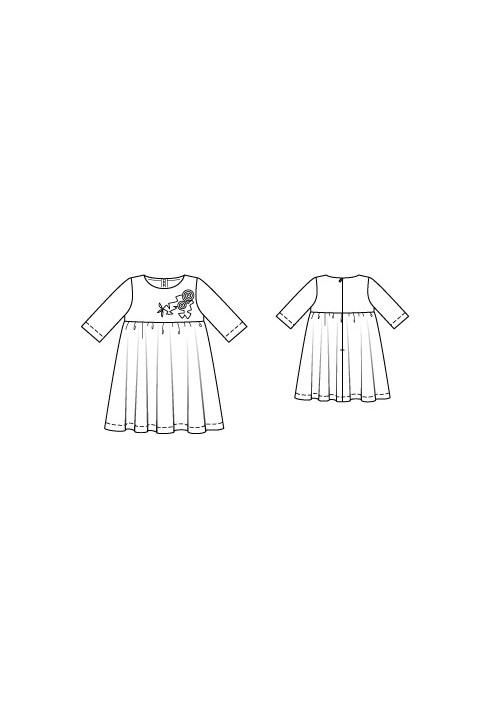 Pattern Satin dress with floral decoration on the bodice (Burda 11/2010, pattern number 151)