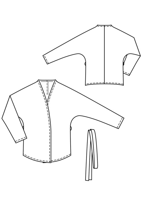 Pattern Cardigan of spacious cut with kimono sleeves (Burda 1/2018, pattern number 108)