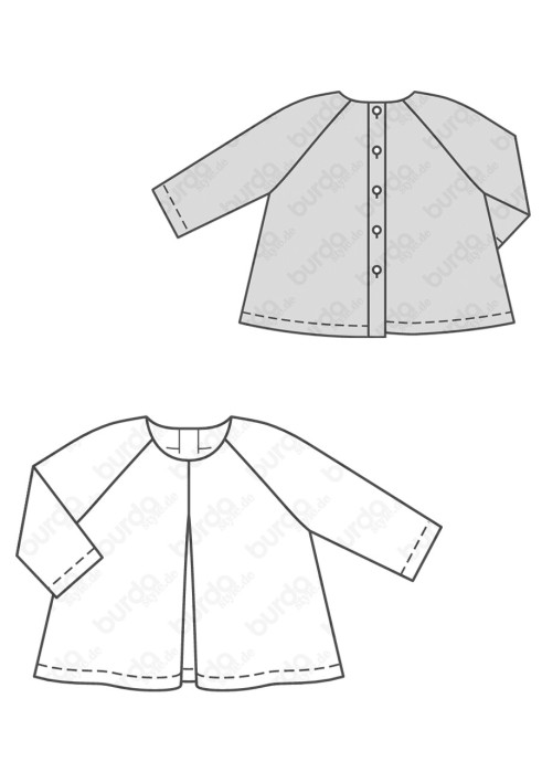 Pattern Tunic A-line with long sleeves raglan (Burda 2/2017, pattern no. 9348 B)