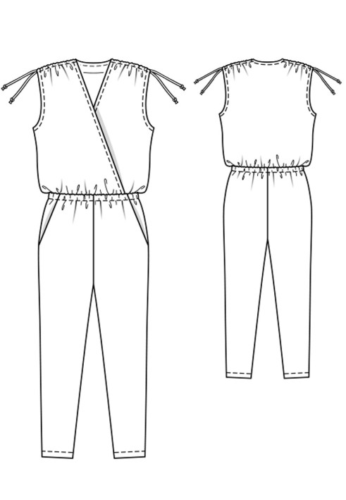 Pattern Jumpsuit with a deep neckline (Burda. Fashion Plus 1/2016, pattern number 428)