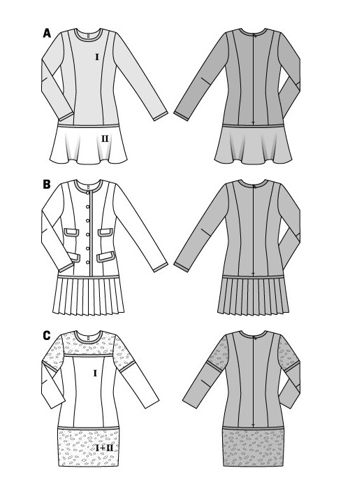 Pattern Chanel style mini dress with lace details (Burda 2/2014, pattern number 6853C)