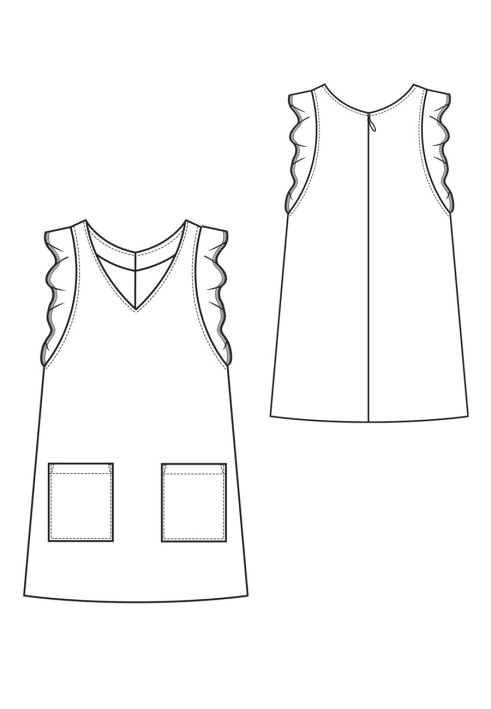 Pattern A-silhouette flannel sundress (I love to sew 3/2019, pattern number 129)