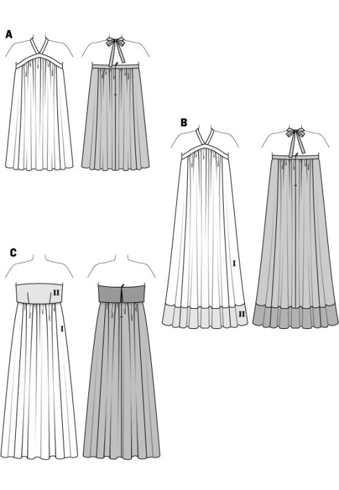 Pattern Maxi sundress with a wide cut (Burda 1/2014, pattern number 6929 C)