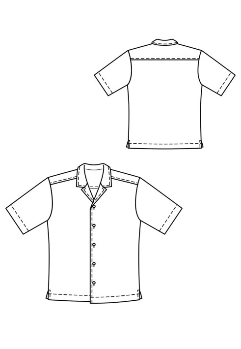 Выкройка Рубашка в гавайском стиле с короткими рукавами (Burda 6/2020, № выкройки 128)