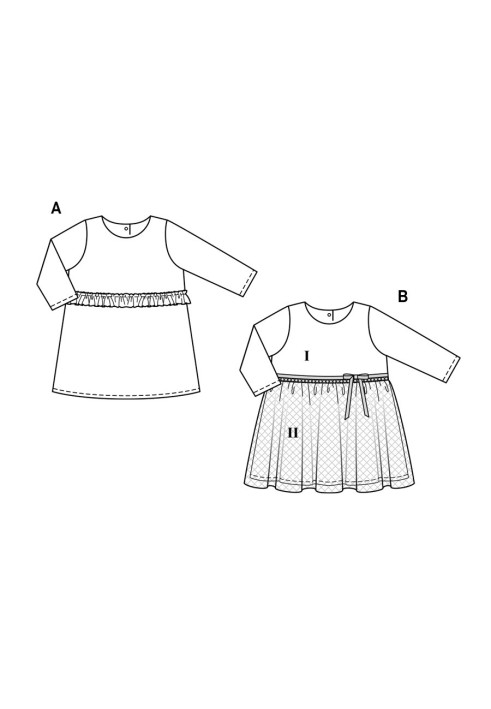Pattern Knitted dress with a double skirt (Burda 2/2019, pattern number 9313 B)