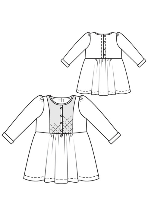 Pattern A cutaway dress with a quilted plastron (Burda 11/2016, pattern number 140)