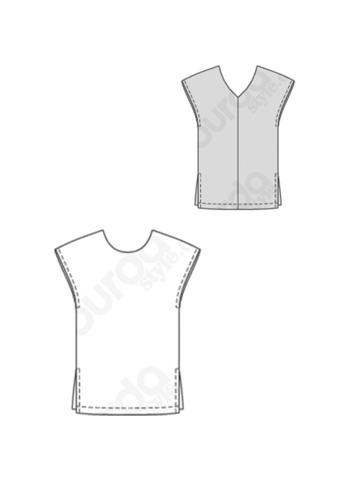 Pattern Tunic of a simple cut with a neckline on the back (Burda 1/2020, pattern number 6204 C)