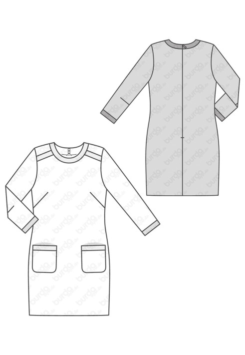 Выкройка Платье букле приталенного силуэта с рукавами 3/4 (Burda 2/2018, № выкройки 6381 B)