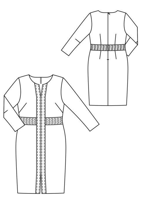 Pattern Sheath dress with a sewn-in belt (Burda 4/2019, pattern number 123)