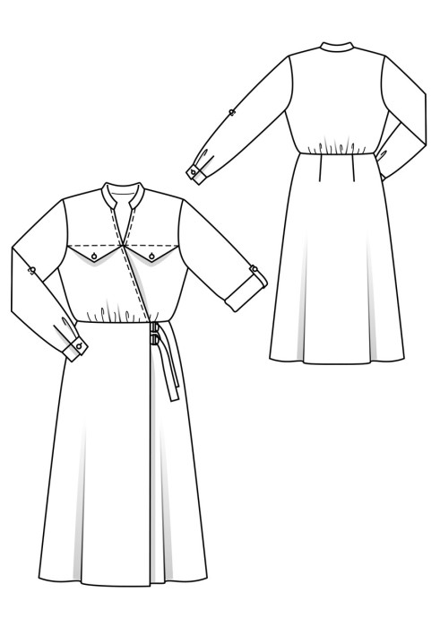 Pattern Dress with elements of a shirt cut (Burda 9/2019, pattern number 107 A)