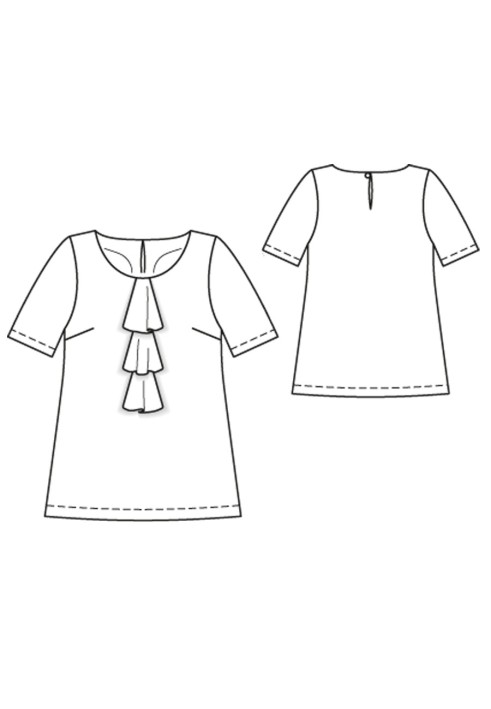 Pattern Blouse with "frog" from three ruffles (Burda 12/2015, pattern number 120 A)
