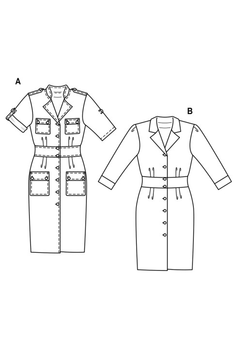 Safari shirt dress pattern (Burda 1/2018, pattern number 6440 A)