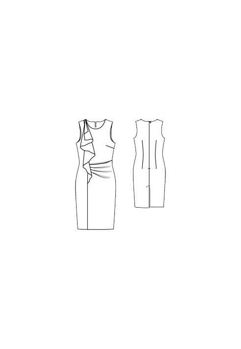 Pattern Sheath dress with flounces and draperies (Burda 3/2016, pattern number 120 A)