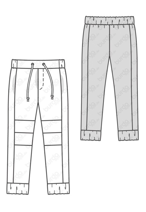 Pattern Pants in a sporty style with an elastic waistband (Burda 2/2017, pattern number 9352 A)