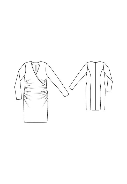 Выкройка Платье трикотажное с эффектом запаха и драпировками (Burda 8/2010, № выкройки 140)