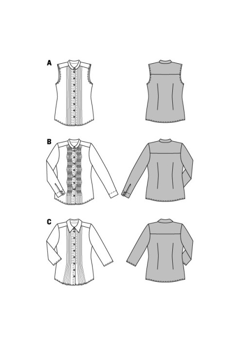 Pattern Silk blouse with stand-up collar and snaps (Burda 2/2016, pattern number 6578 A)