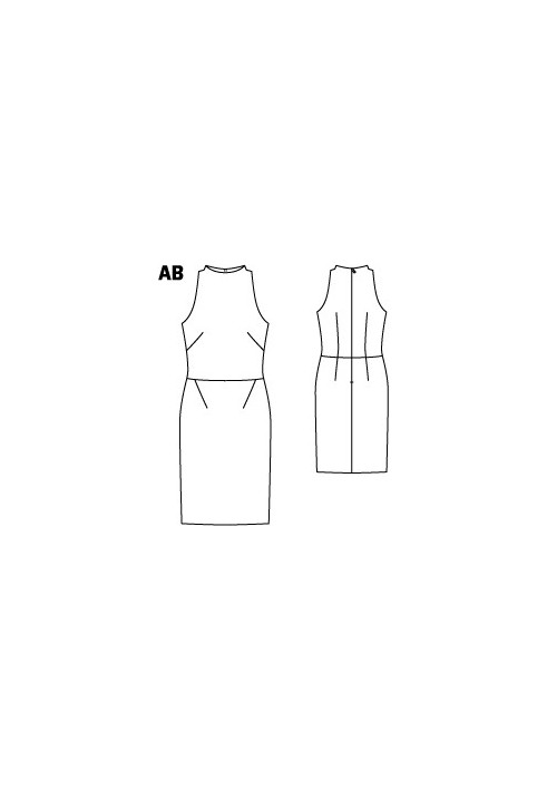 Выкройка Платье коктейльное с американскими проймами (Burda 1/2012, № выкройки 114 B)