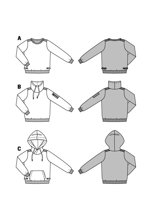 Pattern Pullover of a straight silhouette with a high collar (Burda 2/2015, pattern number 9407 B)