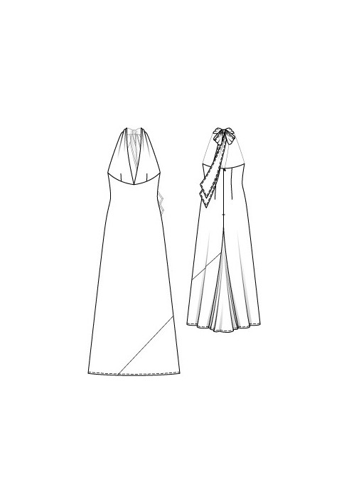 Pattern Maxi dress with a deep neckline and open shoulders (Burda 6/2012, pattern number 113)