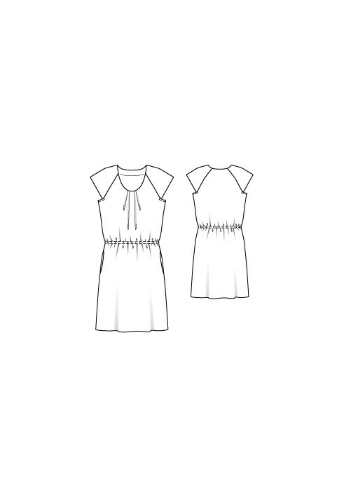 Pattern A crepe dress with a drawstring at the waist (Burda 5/2011, pattern number 104)