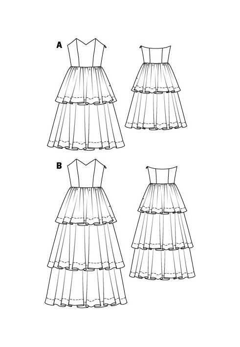 Pattern Long wedding dress with tiered skirt (Burda 3/2011, pattern number 101 B)