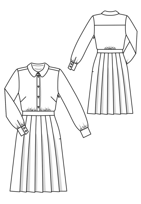 Pattern Shirt dress with pleated skirt (Burda 9/2018, pattern number 118)