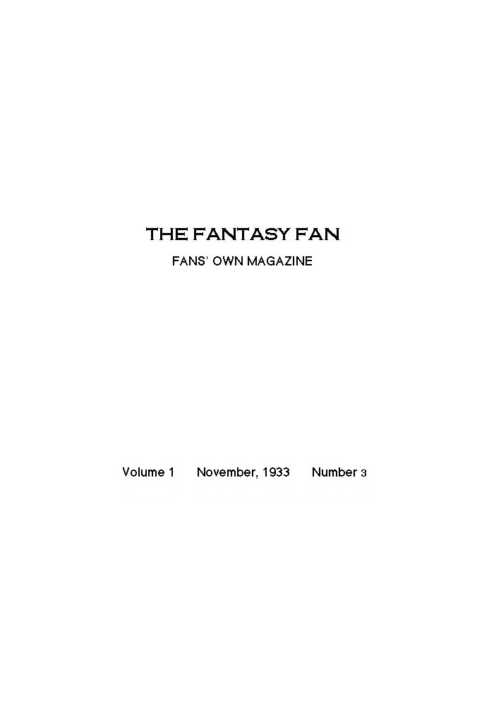 Book The Fantasy Fan, November 1933 The Fans' Own Magazine