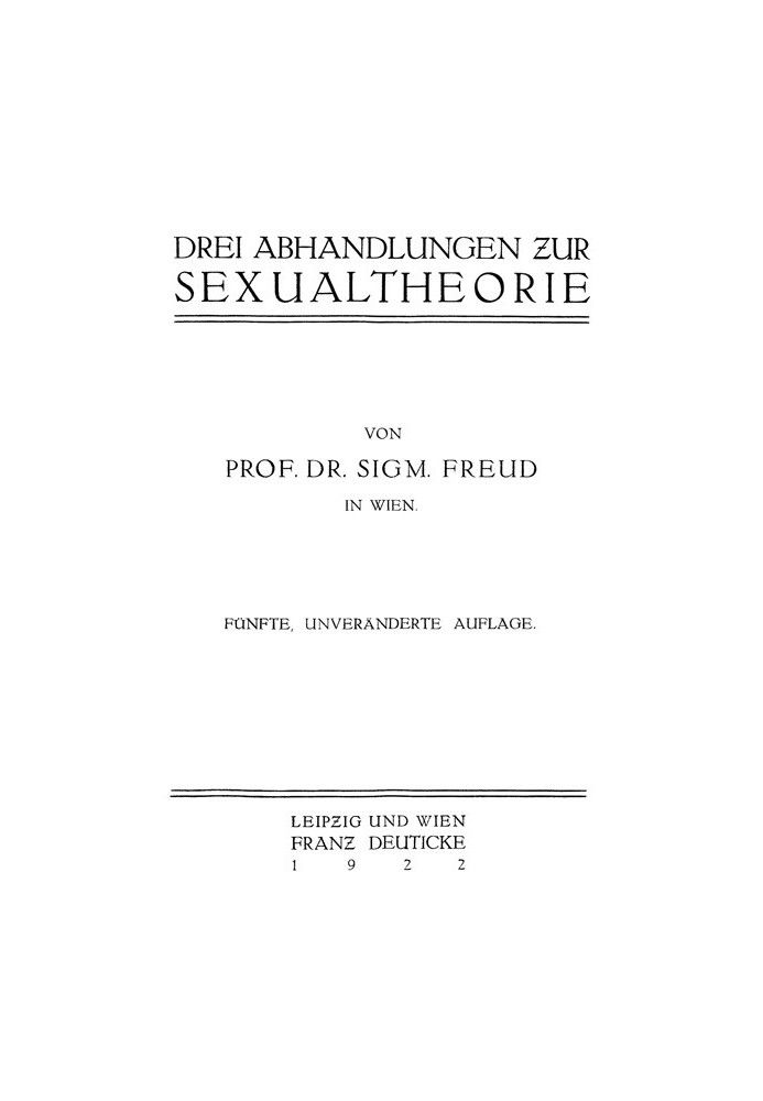 Book Three essays on sexual theory