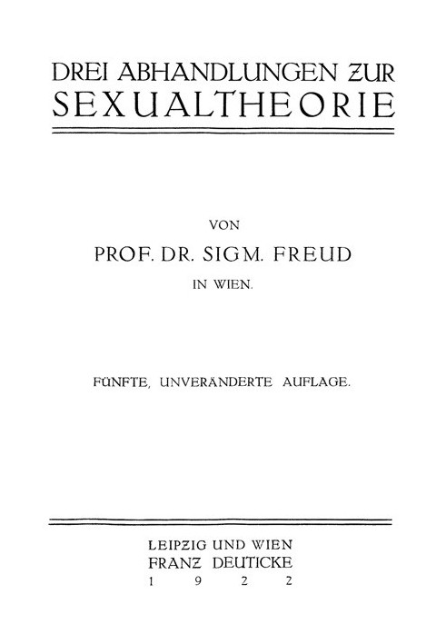 Book Three essays on sexual theory