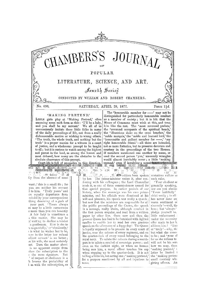 Book Chambers's Journal of Popular Literature, Science, and Art, No. 696 April 28, 1877.