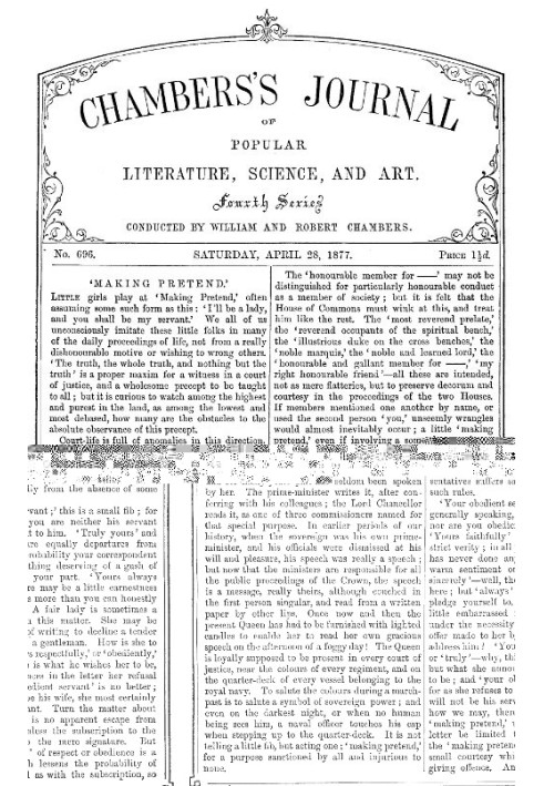 Book Chambers's Journal of Popular Literature, Science, and Art, No. 696 April 28, 1877.