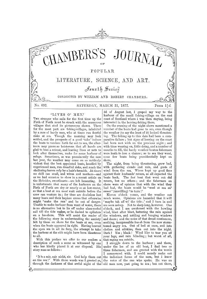 Book Chambers's Journal of Popular Literature, Science, and Art, No. 692 March 31, 1877