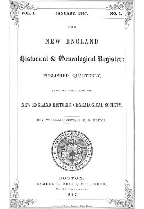 Book The New England Historical & Genealogical Register, Vol. 1, No. 1, January 1847
