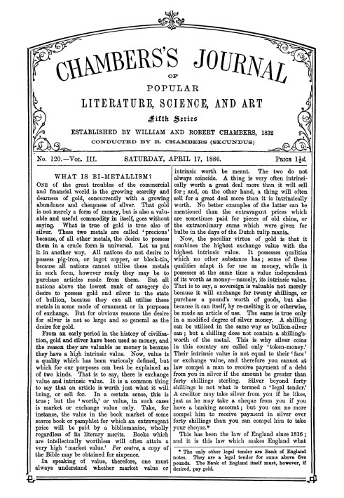 Book Chambers's Journal of Popular Literature, Science, and Art, fifth series, no. 120, vol. III, April 17, 1886