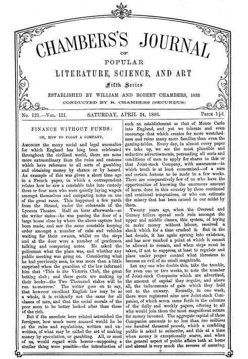 Book Chambers's Journal of Popular Literature, Science, and Art, fifth series, no. 121, vol. III, April 24, 1886