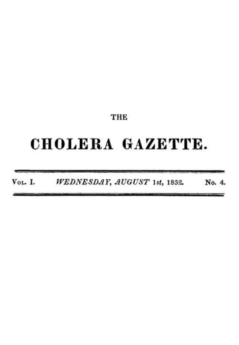 Book The Cholera Gazette, Vol. I. No. 4. Wednesday, August 1st, 1832.